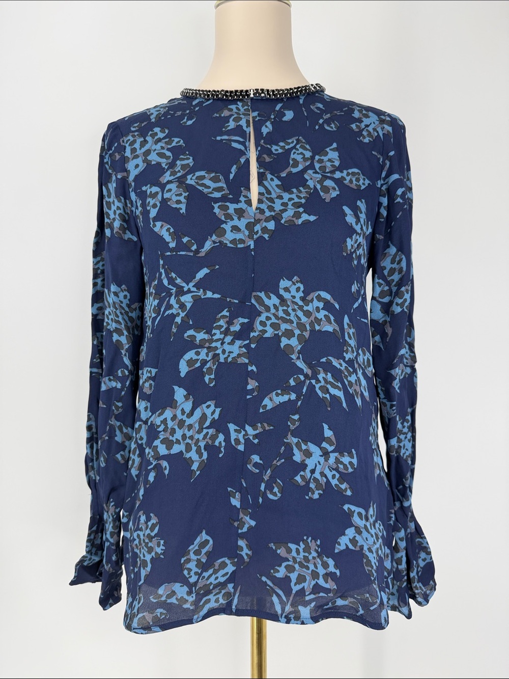 REISS Marina Melody Blue Print Top, Size 0